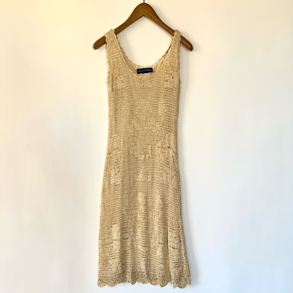 Gold Crochet Tank Midi Dress